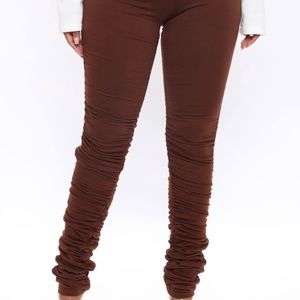 Brown Stacked Joggers